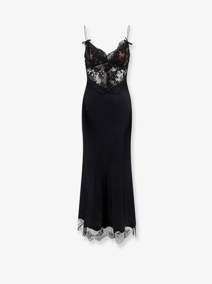 Satin dress with lace profiles thumbnail