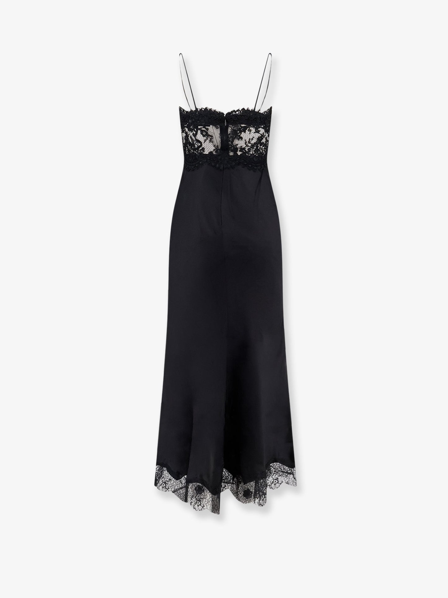 Satin dress with lace profiles