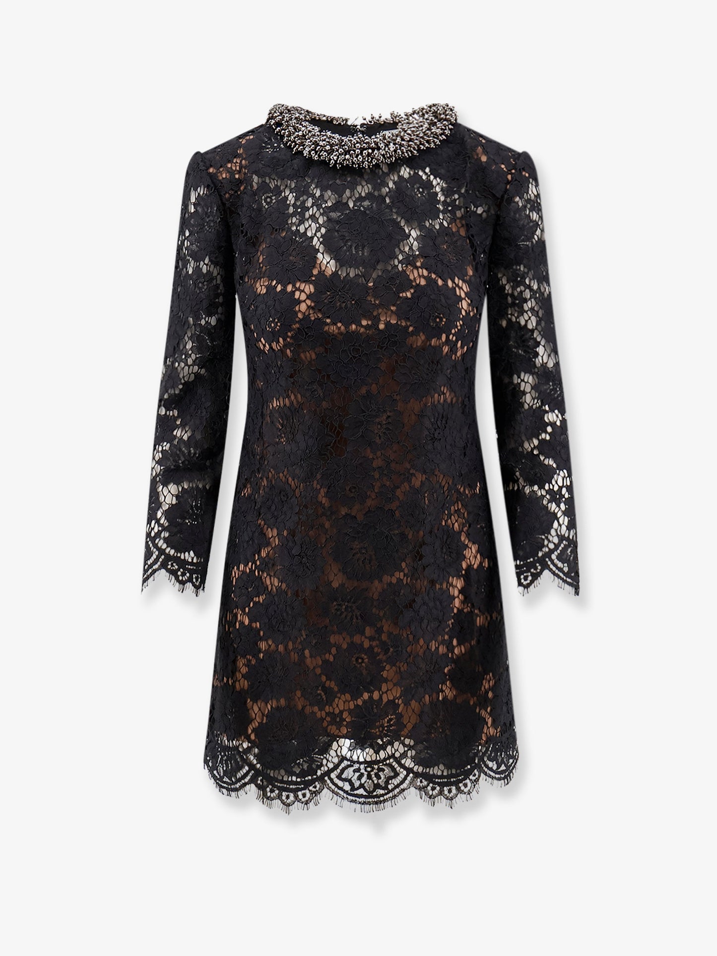 Black lace mini dress