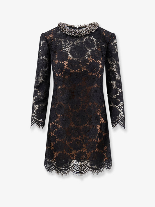 Black lace mini dress