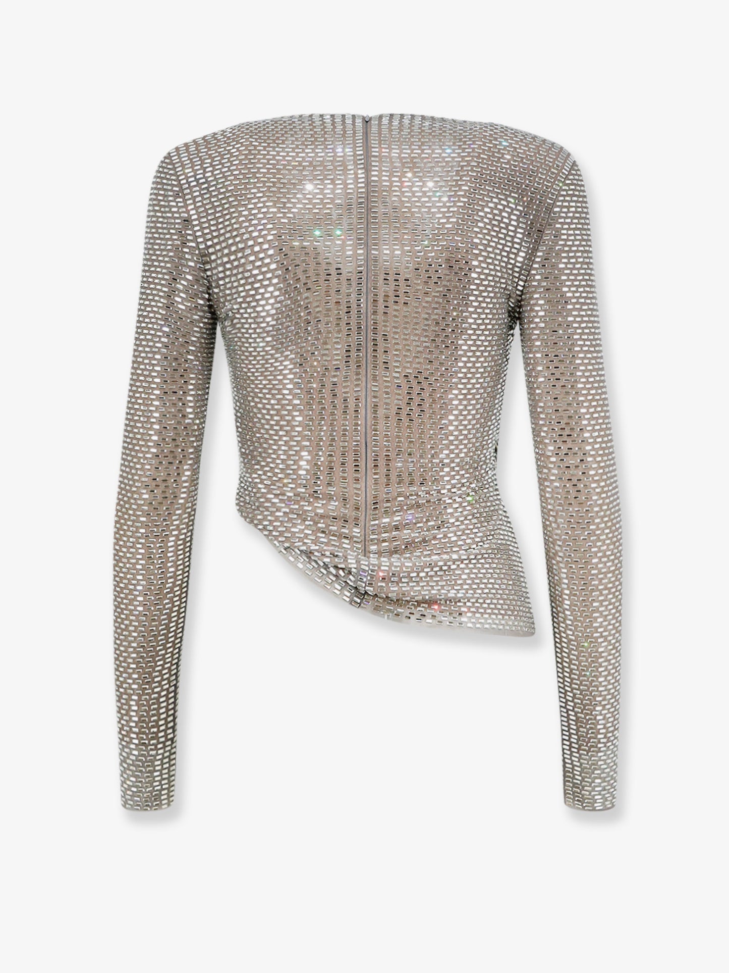 Mesh top with all-over rhinestones
