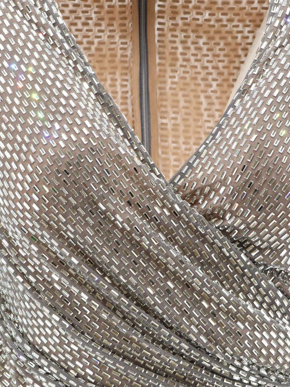 Mesh top with all-over rhinestones