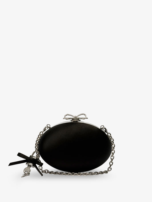 Oval satin clutch bag