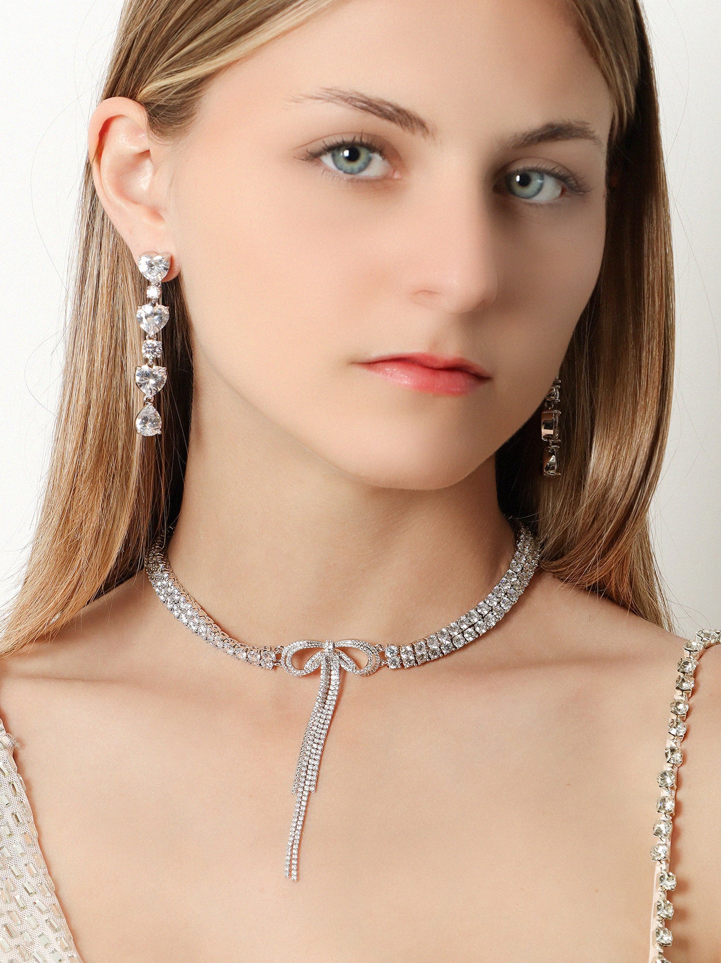 Double Crystal Bow Choker