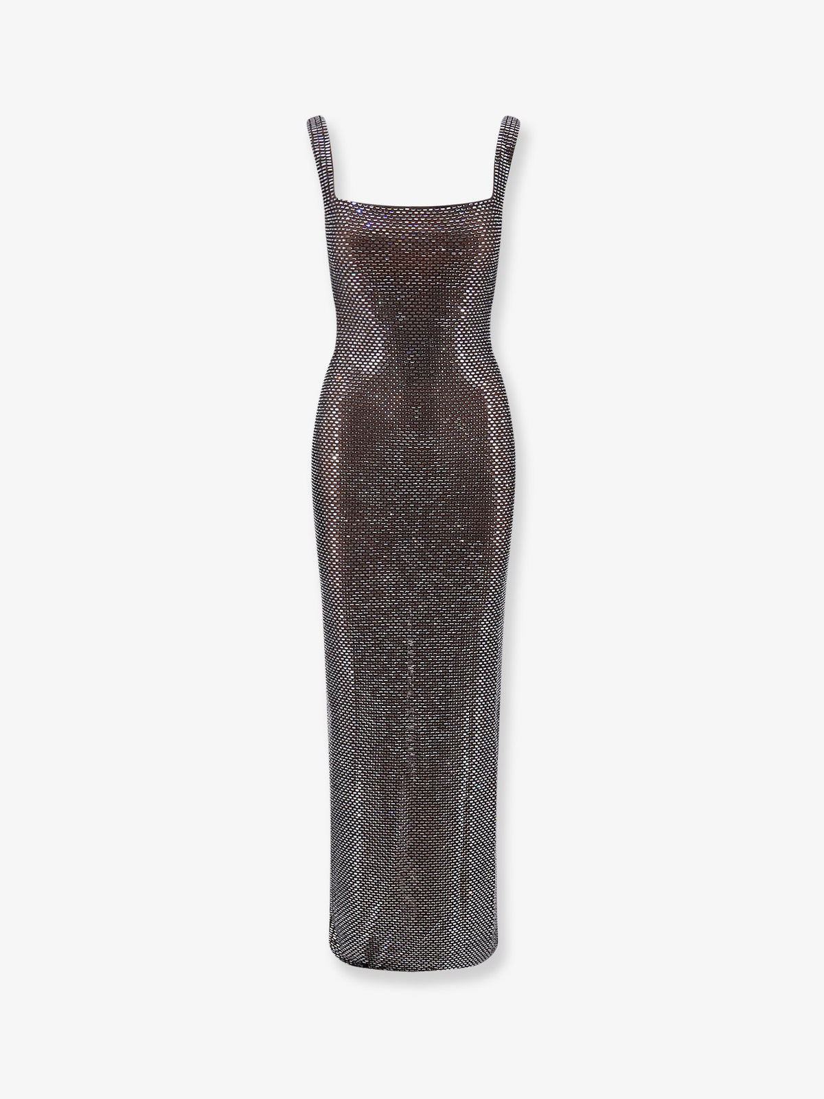 Long dress with all-over rhinestones