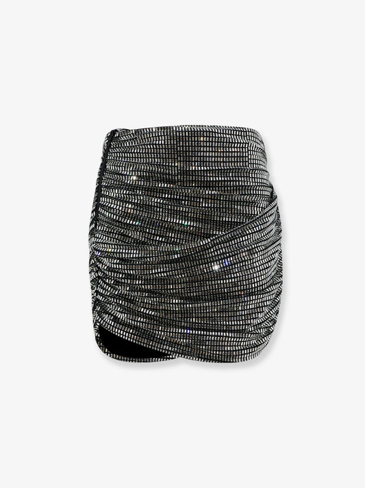 Mini skirt with silver rhinestones