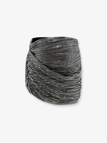 Mini skirt with silver rhinestones thumbnail