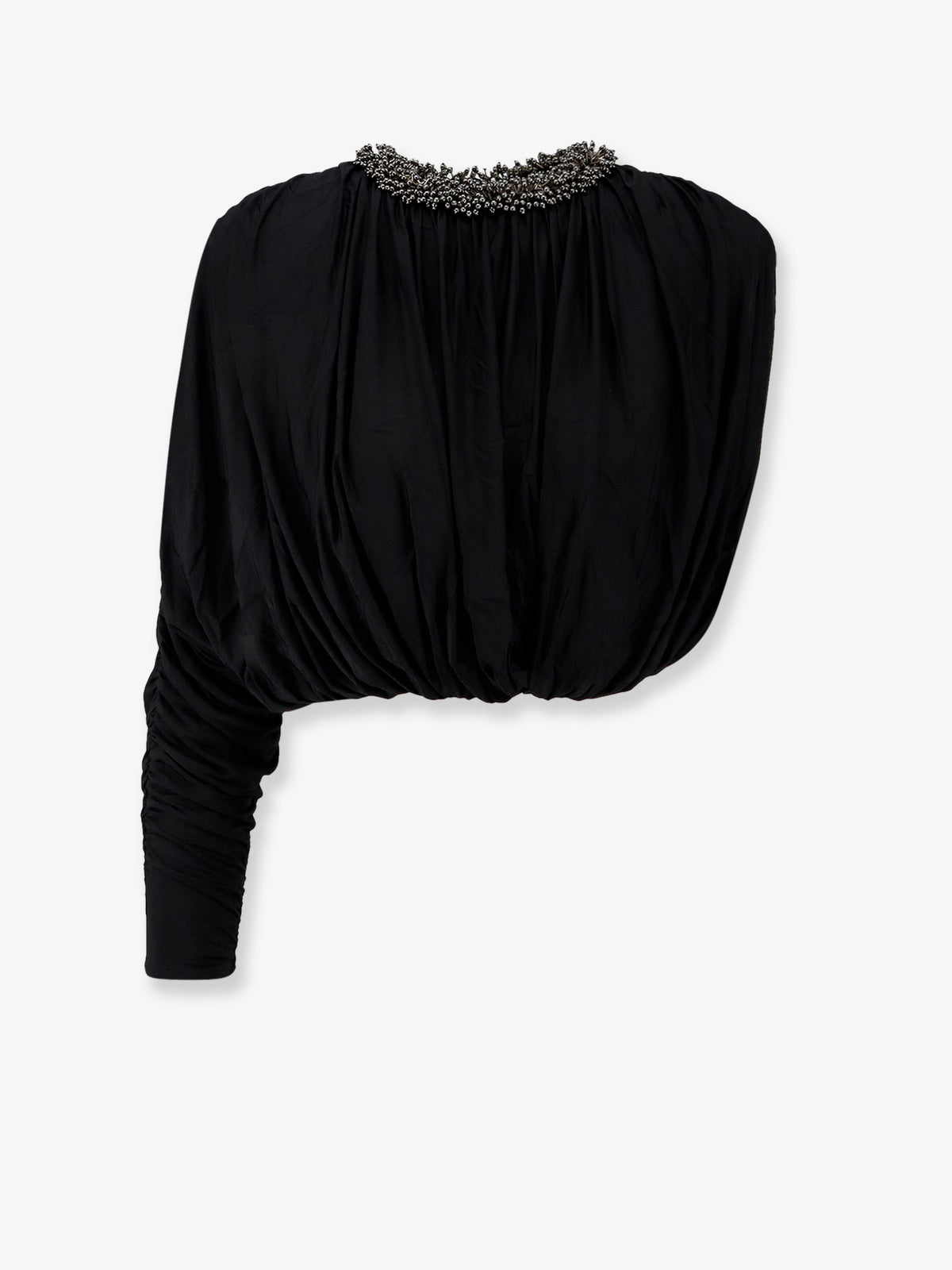 Jerset top with asymmetric sleeves
