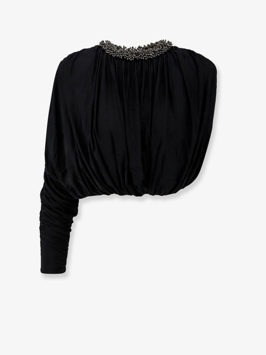 Jerset top with asymmetric sleeves