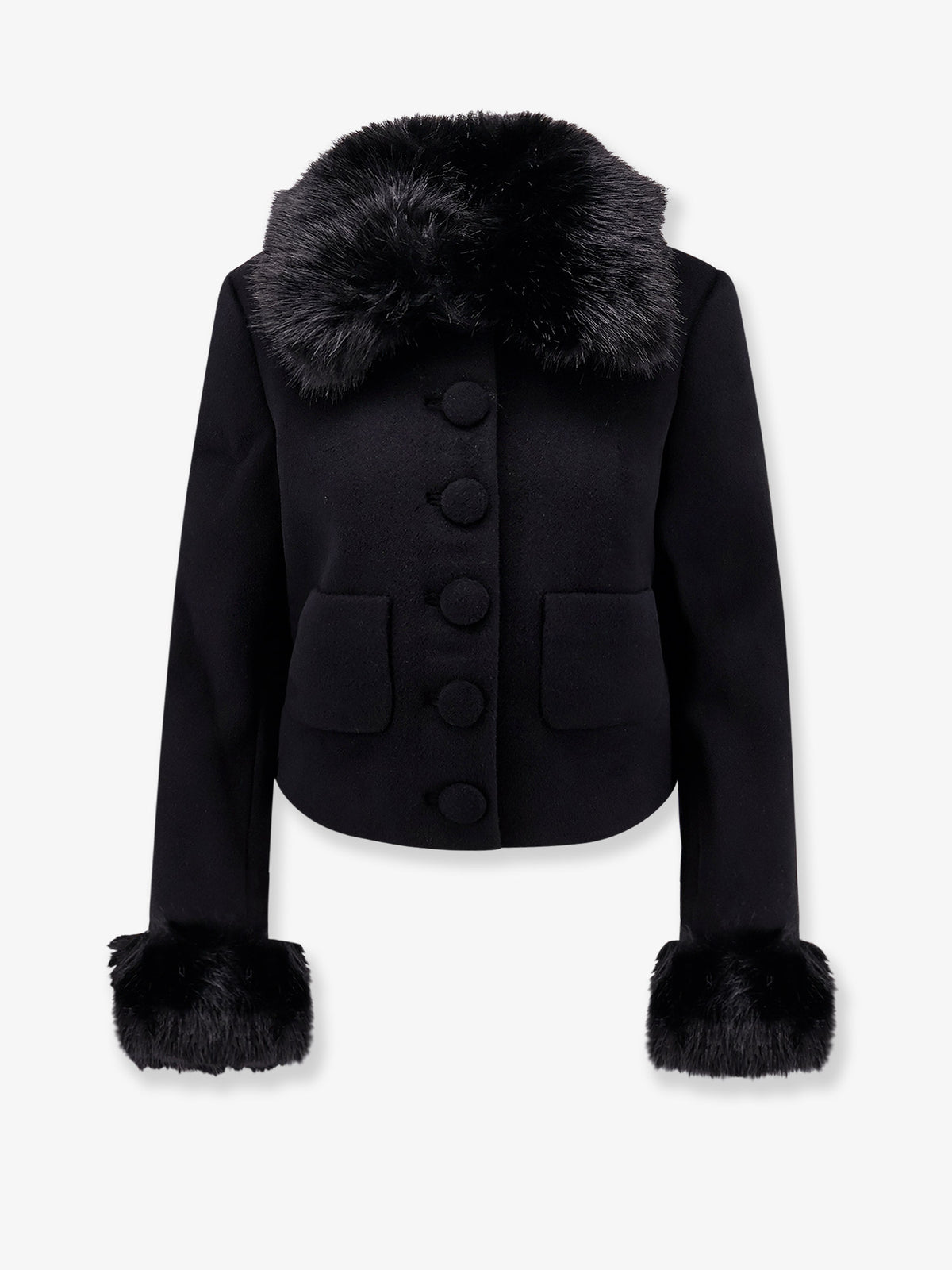 Wool blend blazer with faux fur details