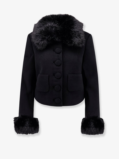 Wool blend blazer with faux fur details thumbnail