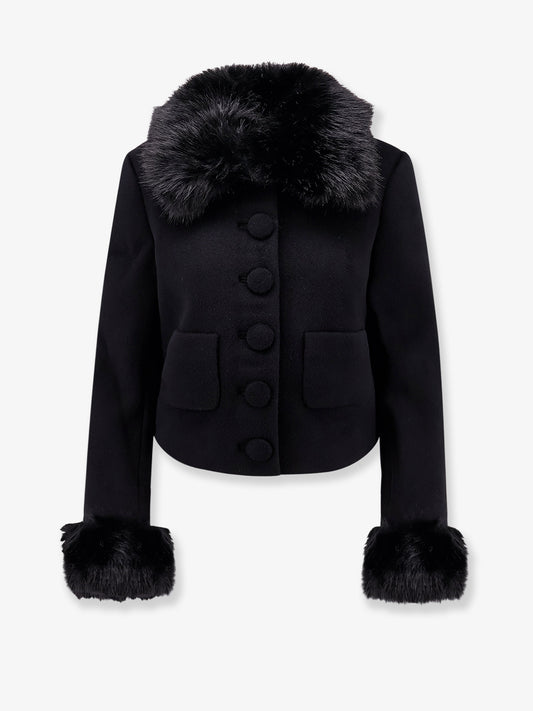 Wool blend blazer with faux fur details