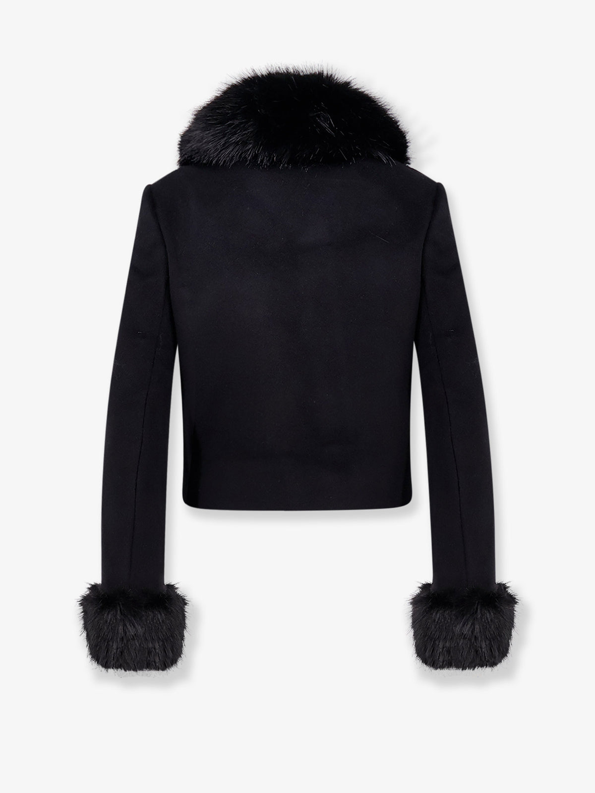 Wool blend blazer with faux fur details