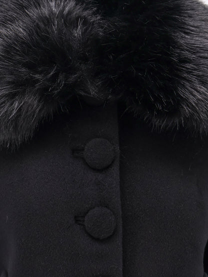 Wool blend blazer with faux fur details thumbnail