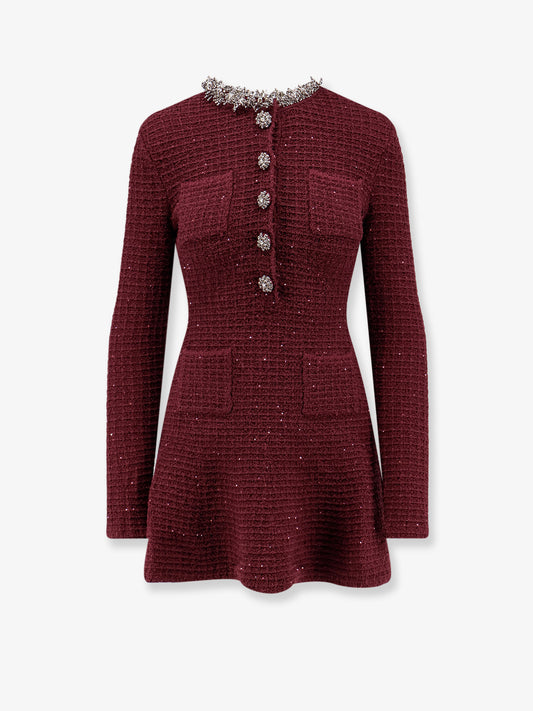 Knitted bordeaux dress with Jewel details