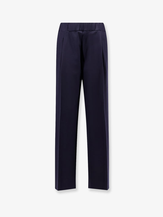 Wool trousers with elastic waistband