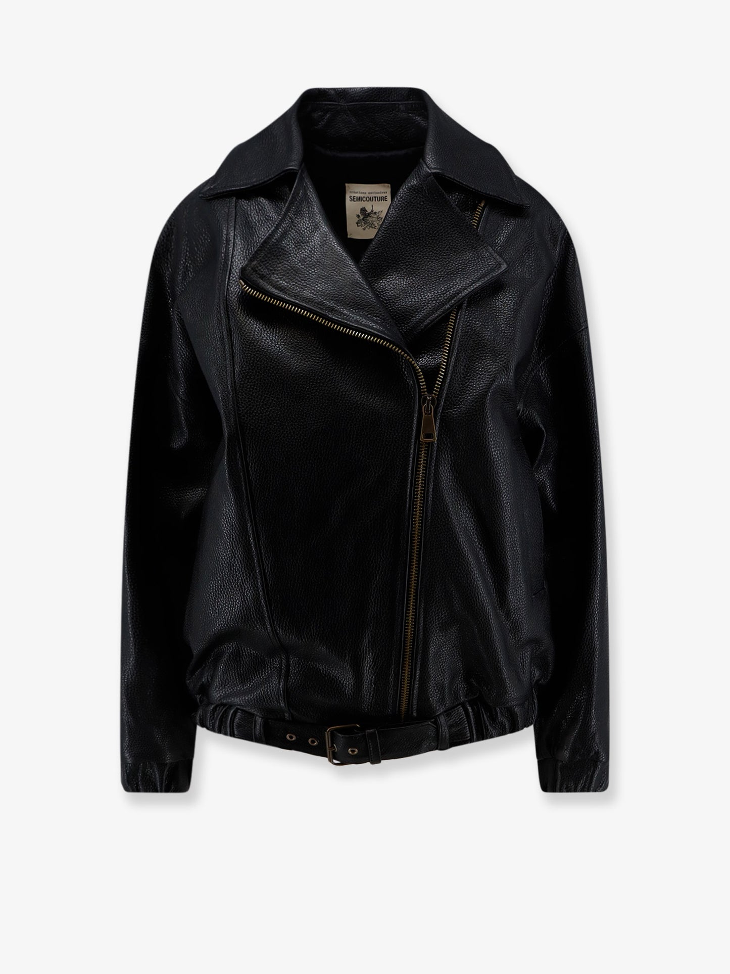 Oversize textured leather jacket