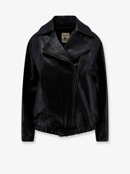Oversize textured leather jacket thumbnail
