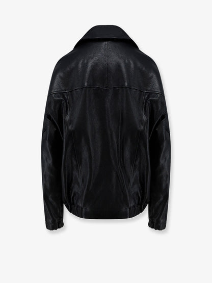 Oversize textured leather jacket thumbnail