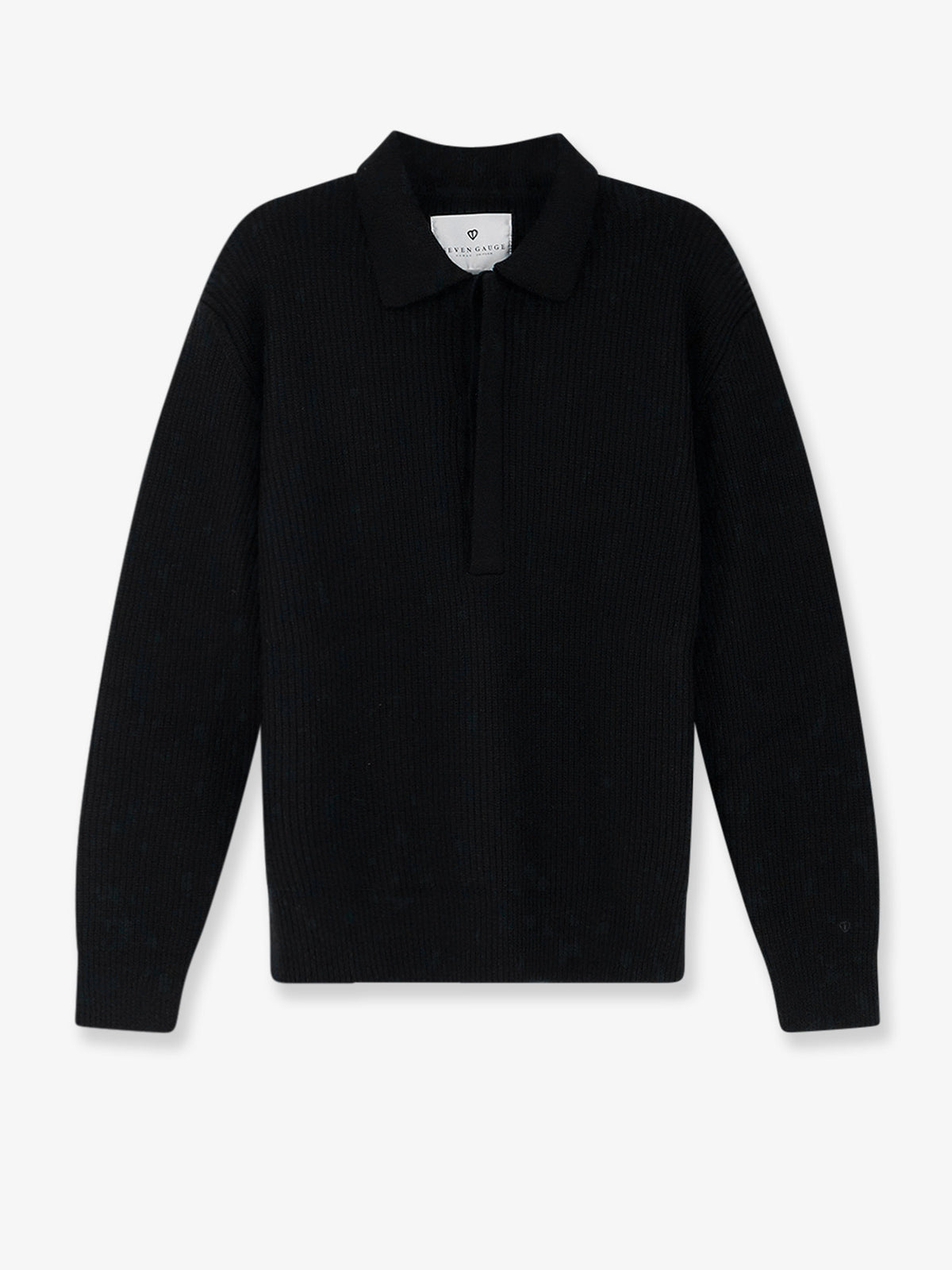 Ribbed merino wool polo shirt