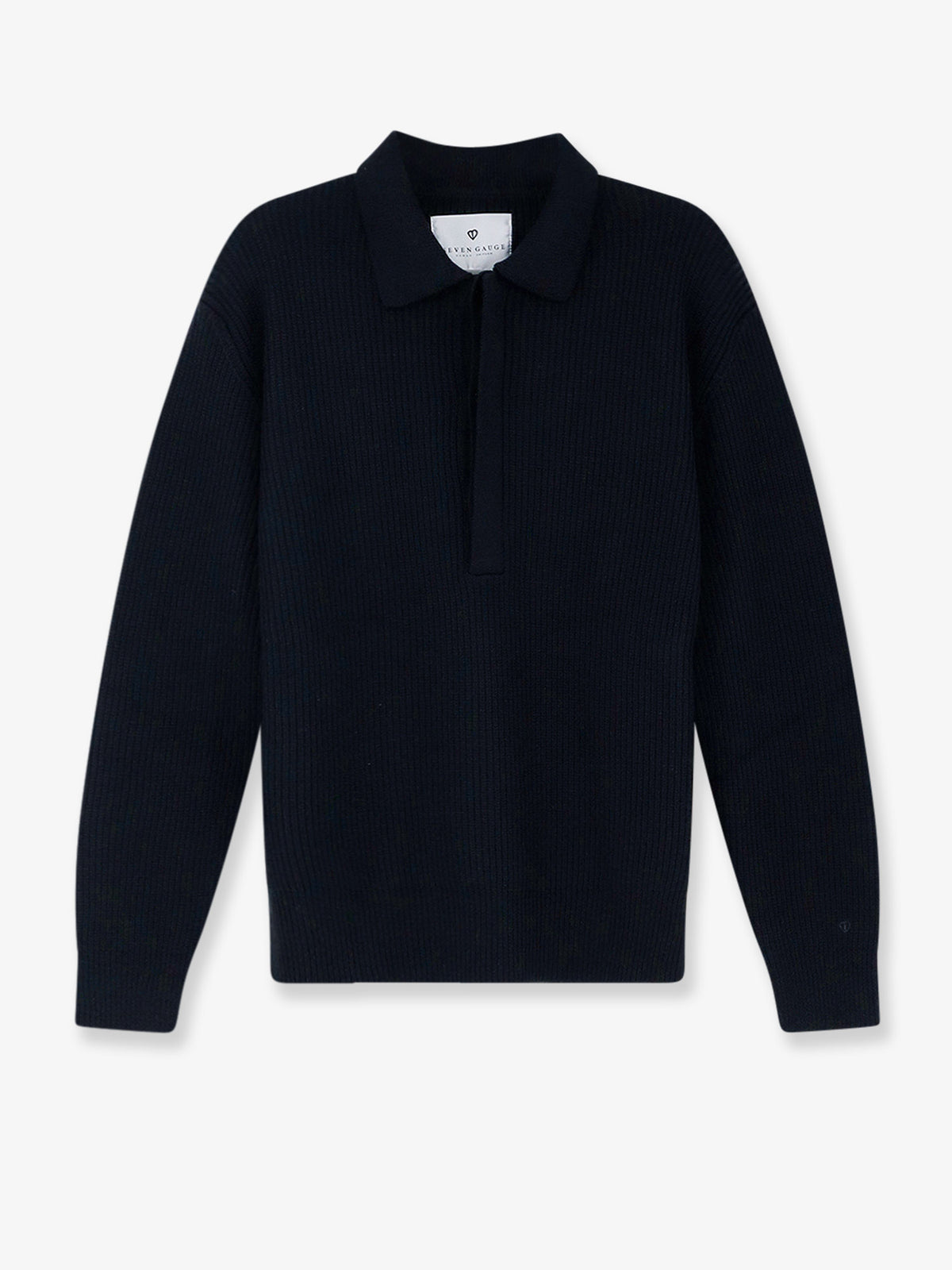 Ribbed merino wool polo shirt