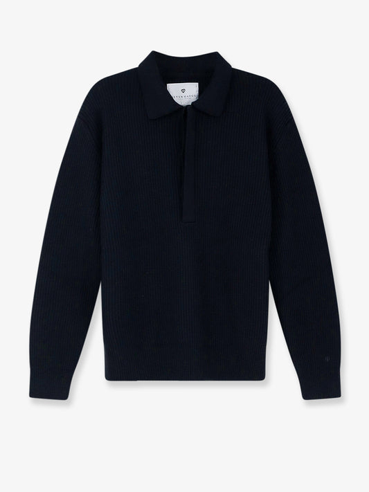 Ribbed merino wool polo shirt