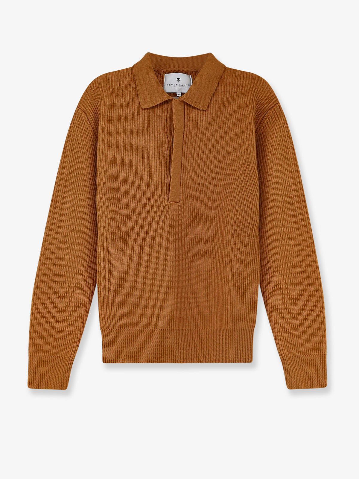 Ribbed merino wool polo shirt