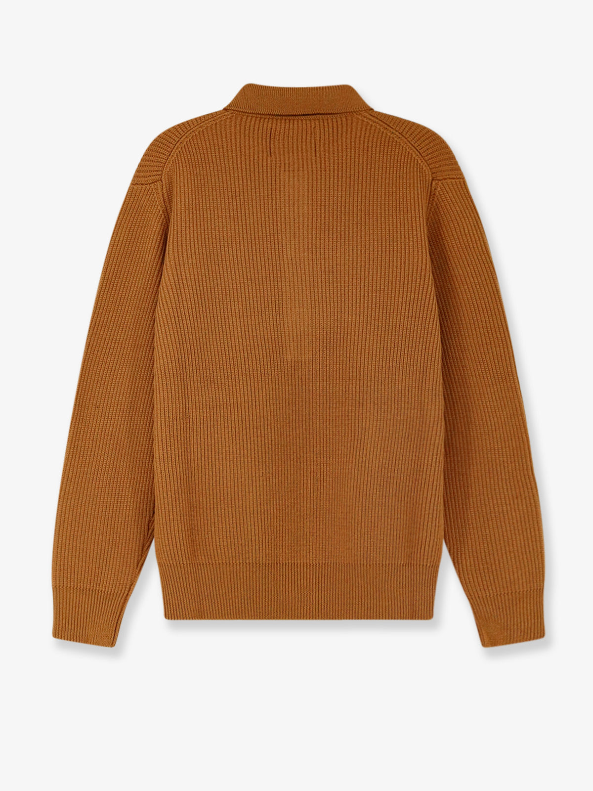 Ribbed merino wool polo shirt