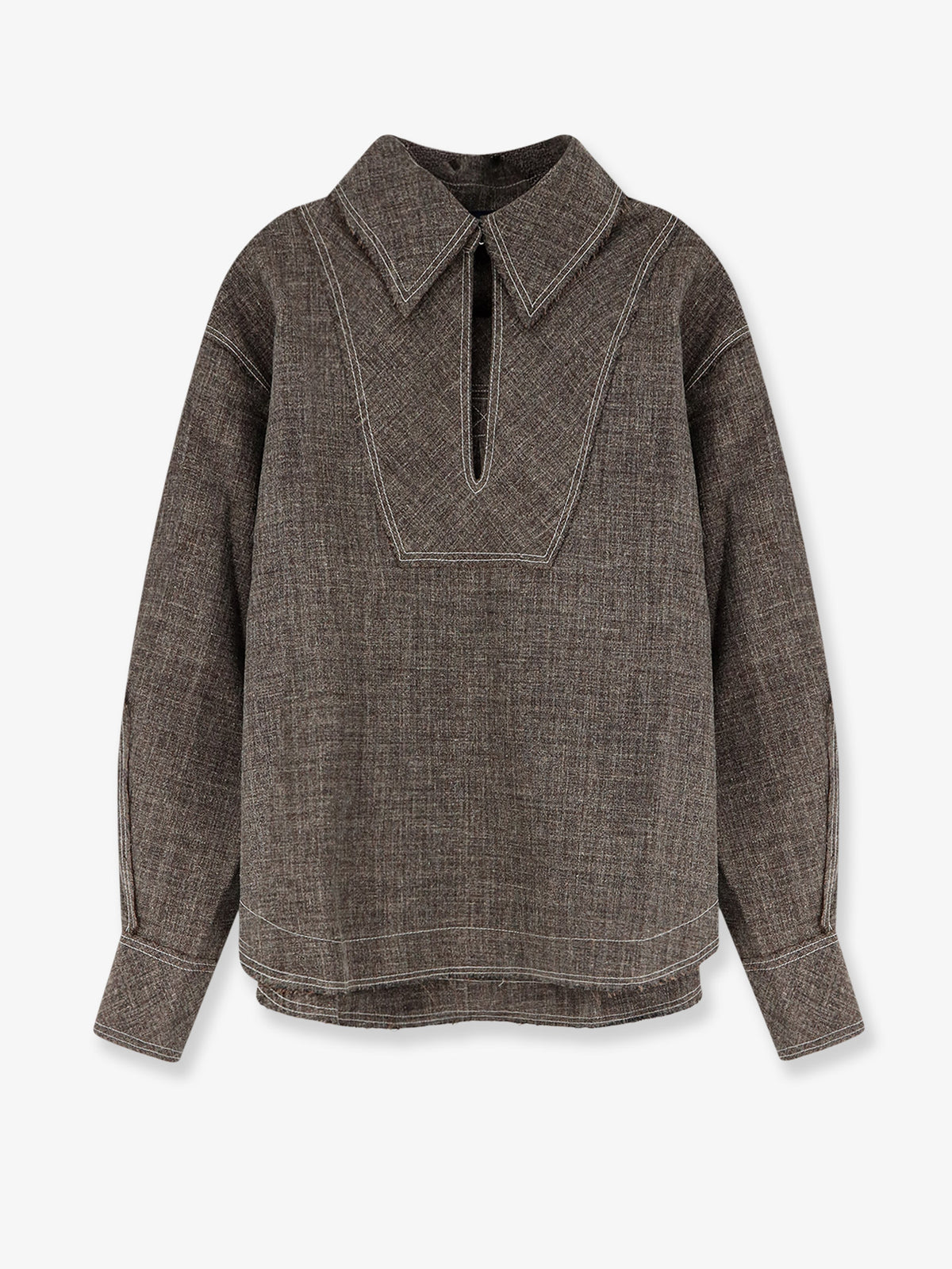 Jana shirt with stitching in melange linen