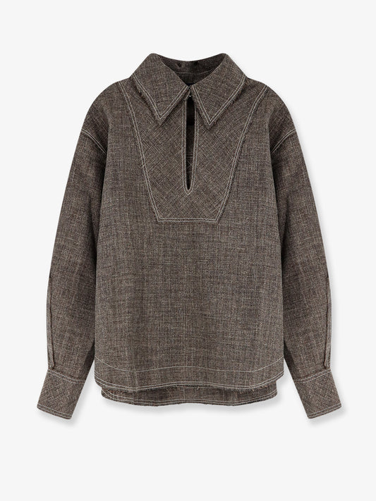 Jana shirt with stitching in melange linen