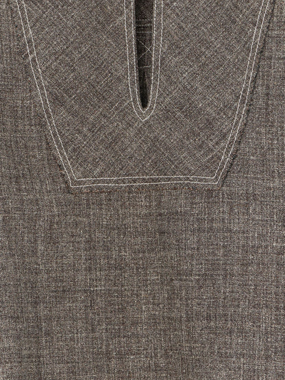 Jana shirt with stitching in melange linen thumbnail