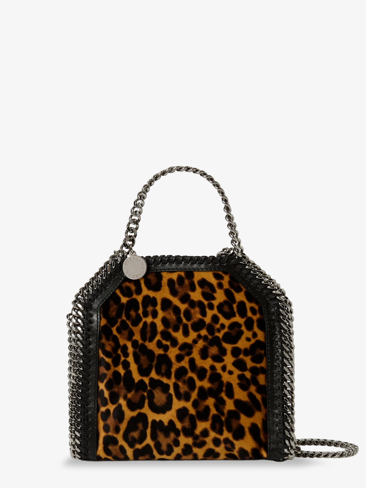 Falabella Tiny Bag velvet crossbody bag with animal print