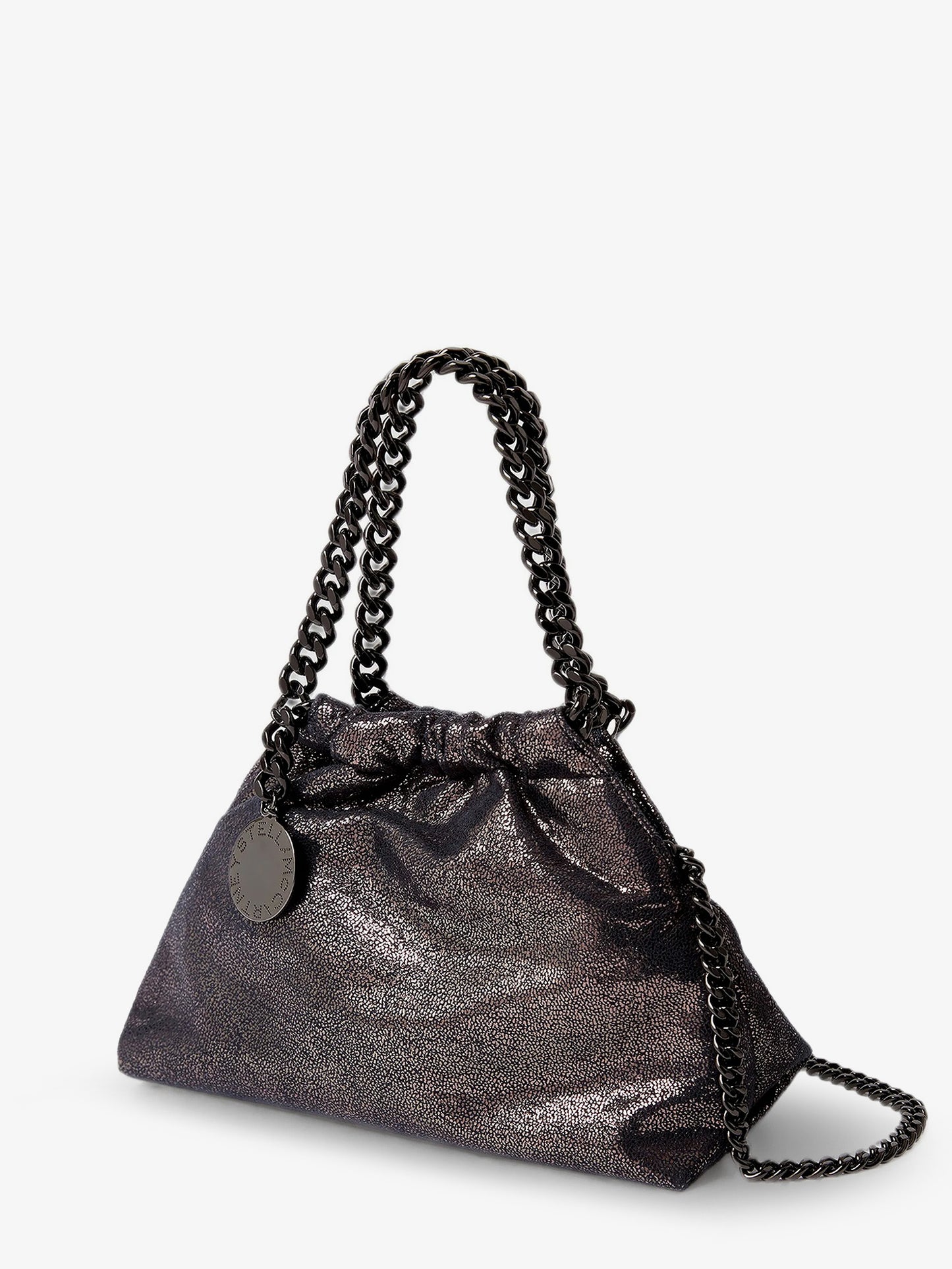 Borsa a tracolla Falabella in tessuto Eco Shiny Dotted Chamois