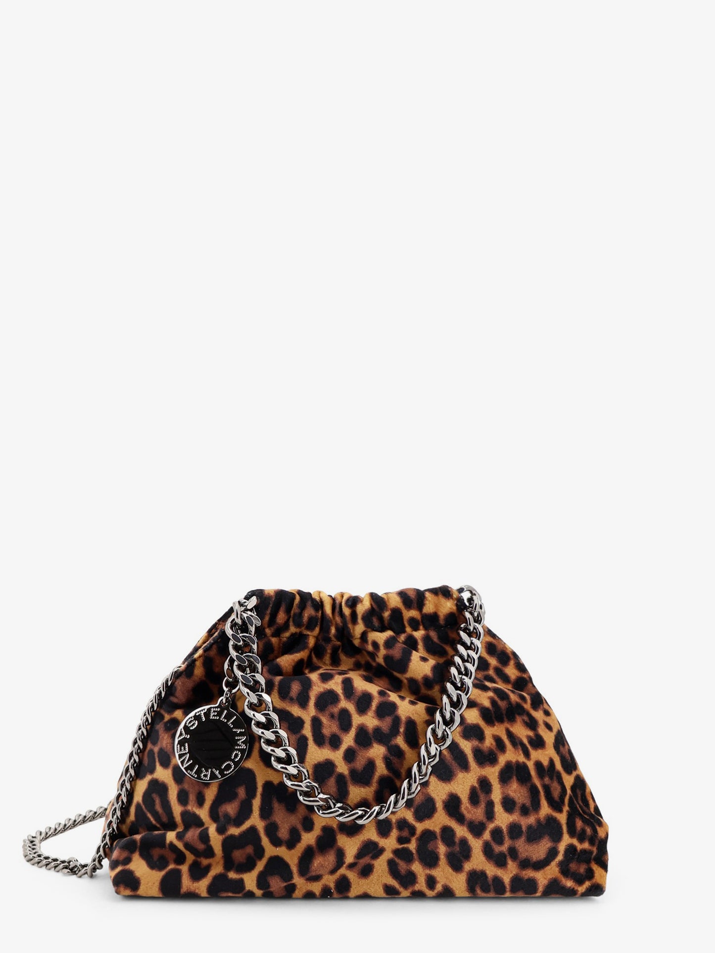Borsa a tracolla Falabella Mini in velluto con motivo leopardato