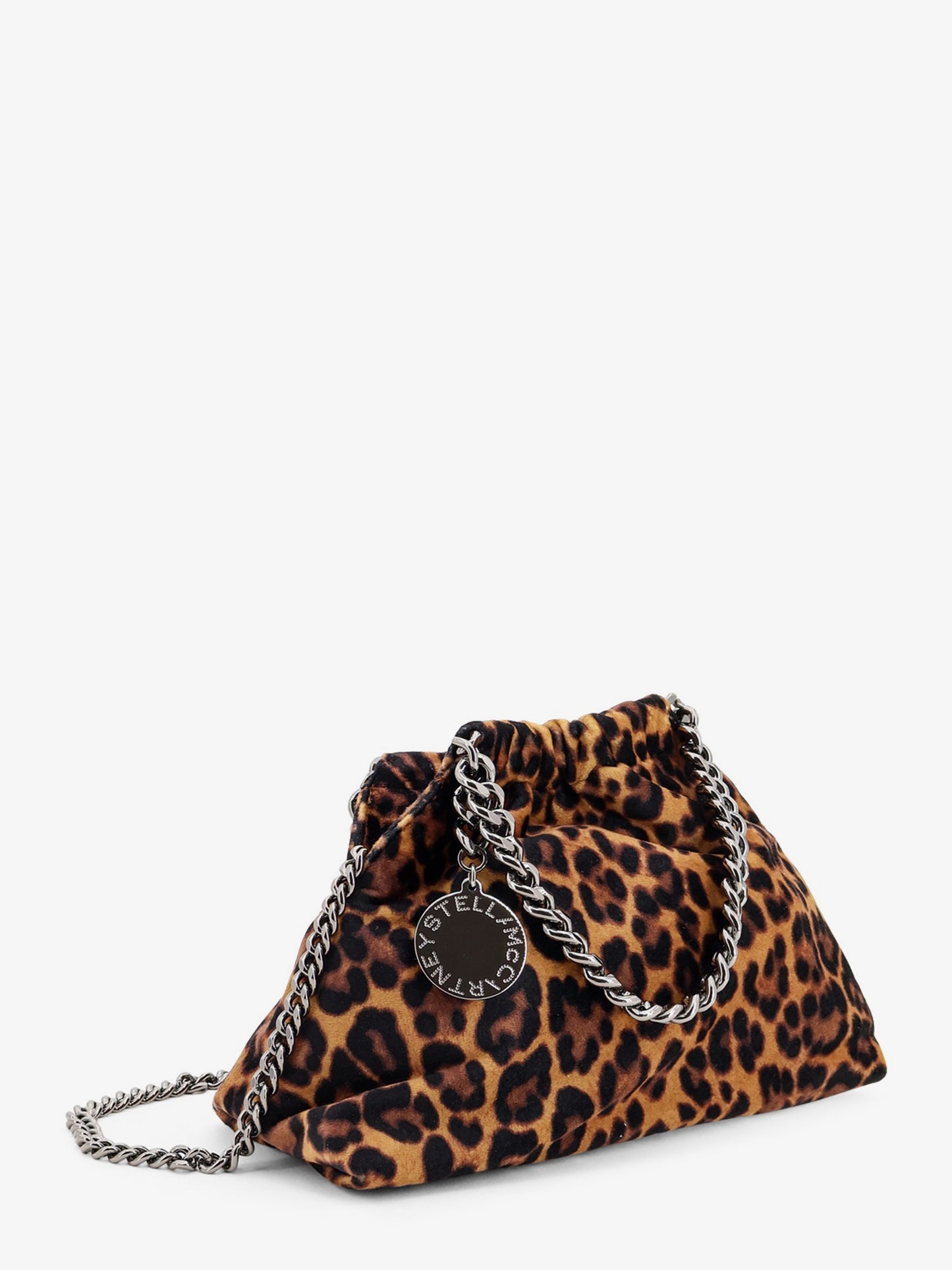 Borsa a tracolla Falabella Mini in velluto con motivo leopardato