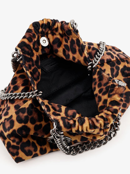 Borsa a tracolla Falabella Mini in velluto con motivo leopardato thumbnail
