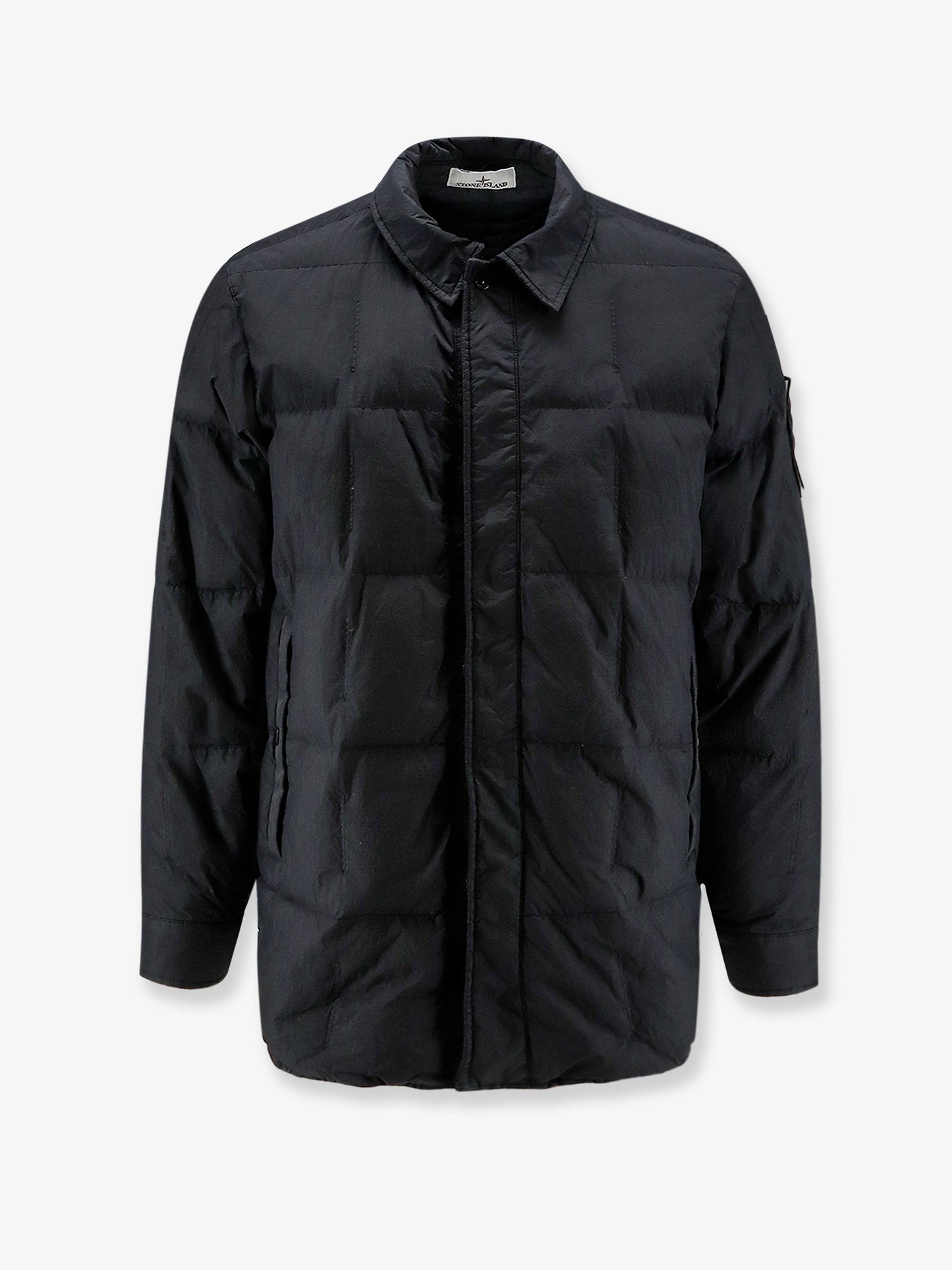 Piumino in nylon con patch logo laterale
