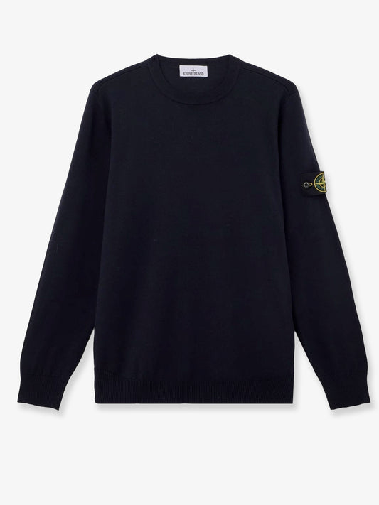Wool sweater with side logo patch