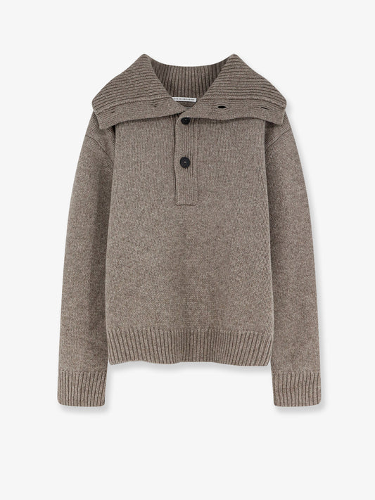 Button-Up yax and extrafine merino wool sweater