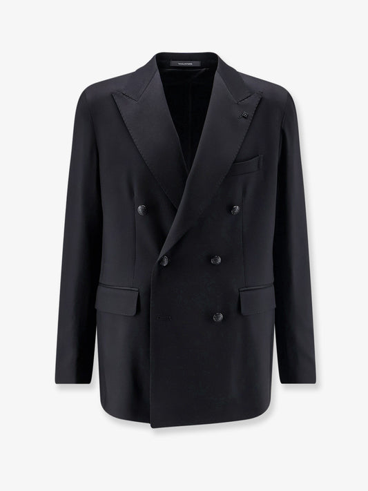 Double-breasted stretch virgin wool blazer