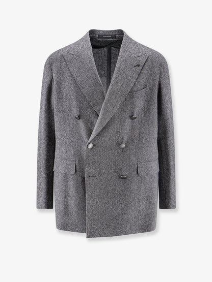 Double-breasted virgin wool and cashmere blazer thumbnail