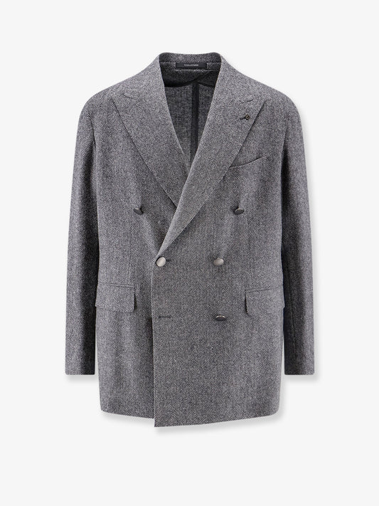 Double-breasted virgin wool and cashmere blazer