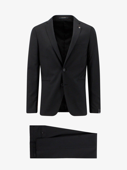 Virgin wool suit with removable iconic brooch