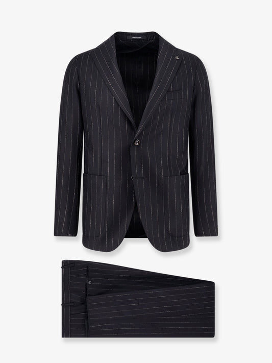 Single-breasted virgin wool suit with pinstripe pattern