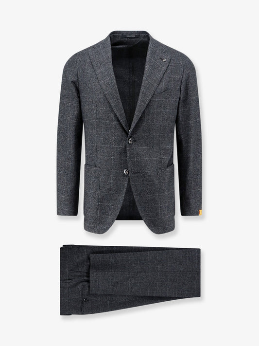 Single-breasted cotton and wool suit with Prince of Wales check