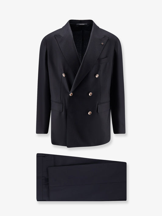 Double-breasted stretch virgin wool suit