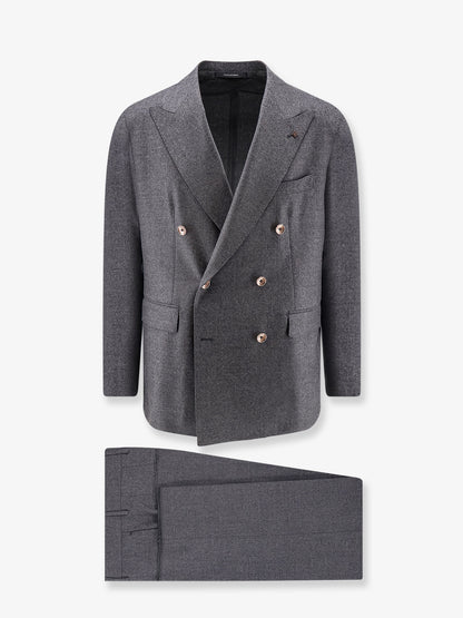 Double-breasted stretch virgin wool suit thumbnail