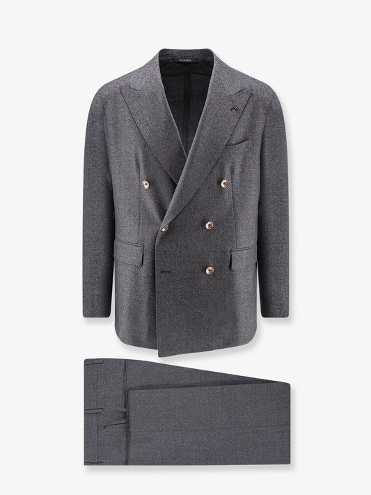 Double-breasted stretch virgin wool suit