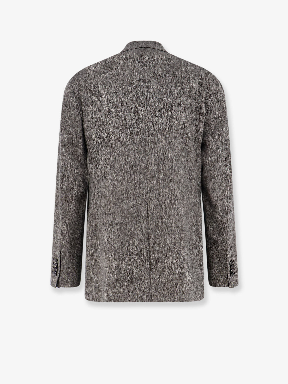 Double-breasted stretch melange virgin wool suit