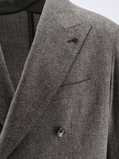 Double-breasted stretch melange virgin wool suit thumbnail